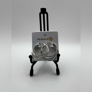 SALE Layered Hoop Earrings Silver Tone